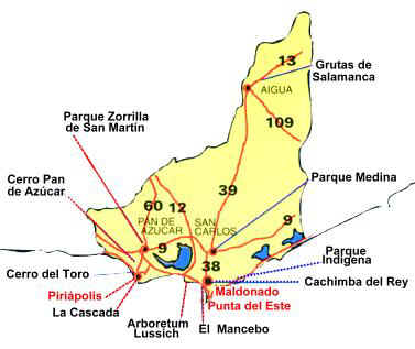 Parques de Maldonado - Ubicaci&oacute;n - Presione sobre llas zonas